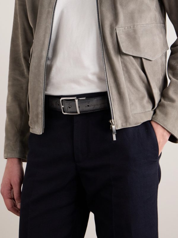 Versatile 3.5cm Reversible Scritto Venezia Leather Belt - FR