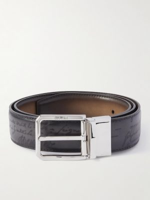 Versatile 3.5cm Reversible Scritto Venezia Leather Belt Versatile 3.5cm Reversible Scritto Venezia Leather Belt