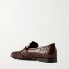 Soft Gathered Textured Leather Loafers - BK Soft Gathered Textured Leather Loafers - BK