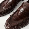 Soft Gathered Textured Leather Loafers - CU Soft Gathered Textured Leather Loafers - CU