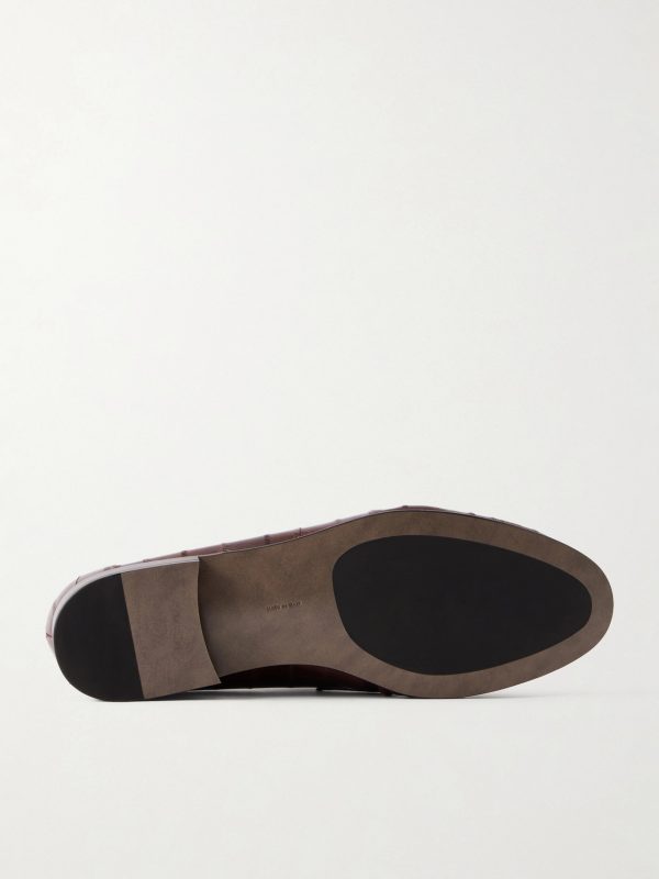 Soft Gathered Textured Leather Loafers - E1 Soft Gathered Textured Leather Loafers - E1