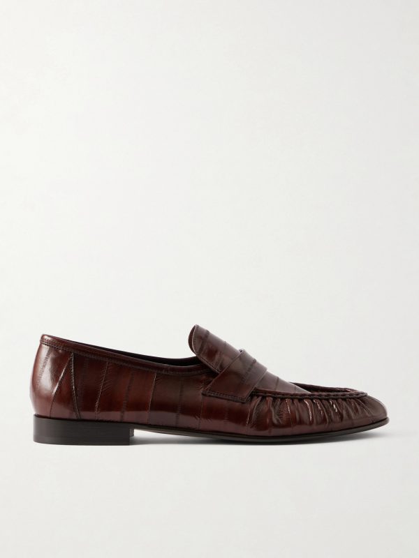 Soft Gathered Textured Leather Loafers Soft Gathered Textured Leather Loafers