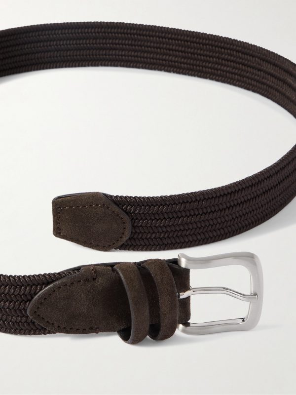 3.5cm Suede-Trimmed Woven Belt - E1 3.5cm Suede-Trimmed Woven Belt - E1
