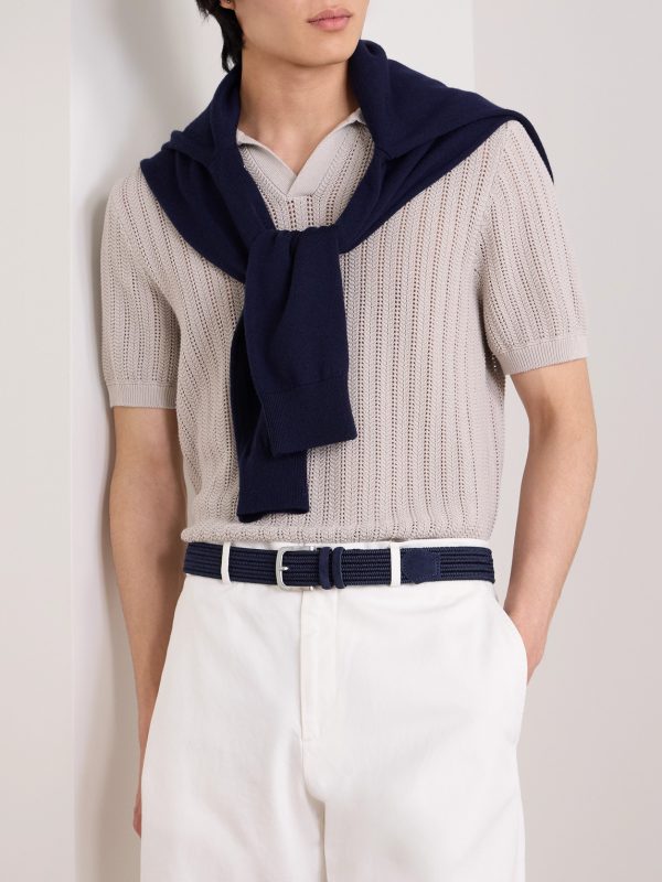 3.5cm Suede-Trimmed Woven Belt - FR 3.5cm Suede-Trimmed Woven Belt - FR