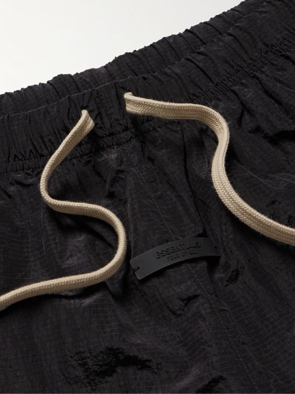 Wide-Leg Logo-Appliquéd Crinkled Nylon-Ripstop Drawstring Shorts - E1