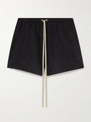Wide-Leg Logo-Appliquéd Crinkled Nylon-Ripstop Drawstring Shorts