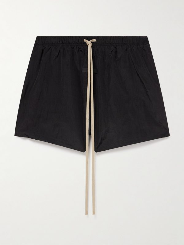 Wide-Leg Logo-Appliquéd Crinkled Nylon-Ripstop Drawstring Shorts