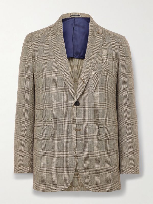 Virgil No.2 Slim-Fit Prince of Wales Checked Cotton, Silk and Linen-Blend Hopsack Blazer Virgil No.2 Slim-Fit Prince of Wales Checked Cotton, Silk and Linen-Blend Hopsack Blazer