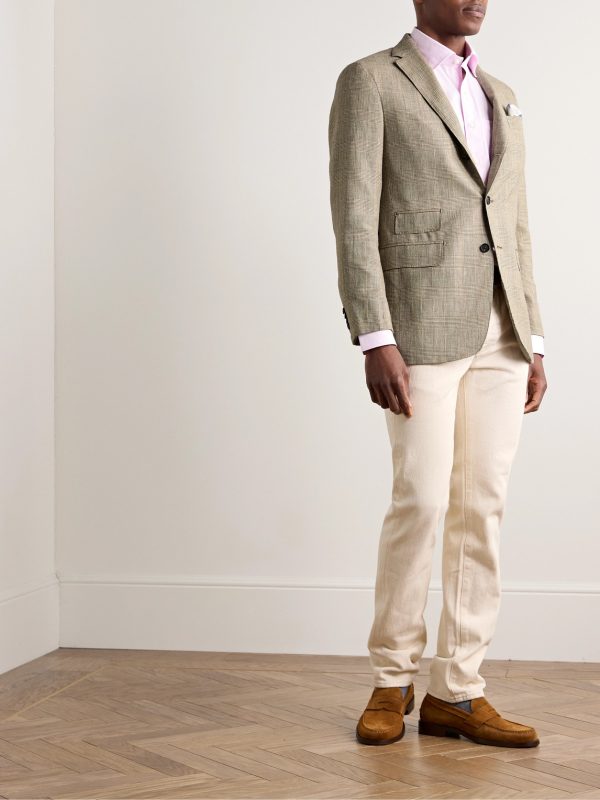Virgil No.2 Slim-Fit Prince of Wales Checked Cotton, Silk and Linen-Blend Hopsack Blazer - OU Virgil No.2 Slim-Fit Prince of Wales Checked Cotton, Silk and Linen-Blend Hopsack Blazer - OU