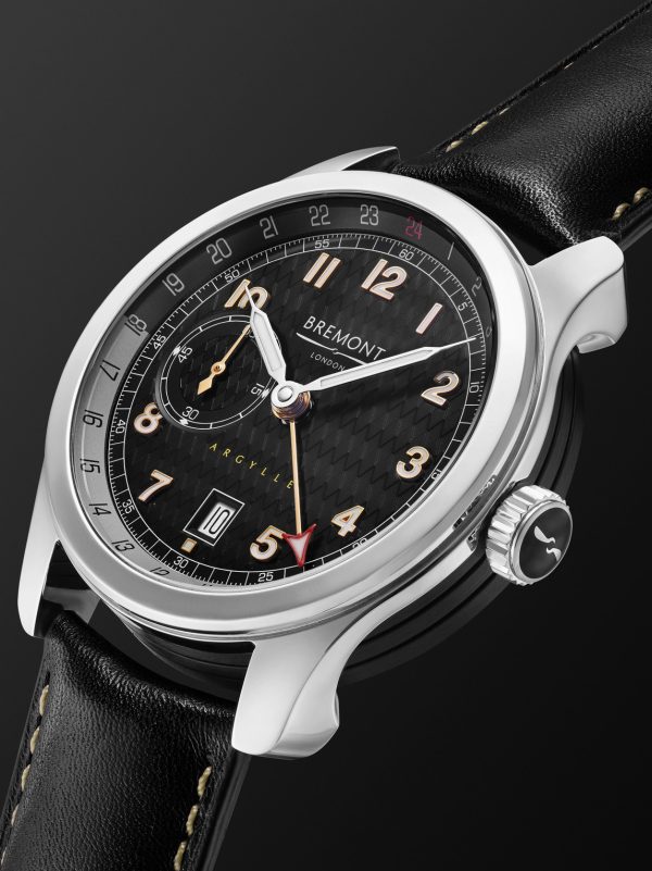 + Argylle Limited Edition Automatic GMT 43mm DLC-Coated Stainless Steel and Leather Watch, Ref. No. SOLO43-ARGYLLE-L-S - FR + Argylle Limited Edition Automatic GMT 43mm DLC-Coated Stainless Steel and Leather Watch, Ref. No. SOLO43-ARGYLLE-L-S - FR