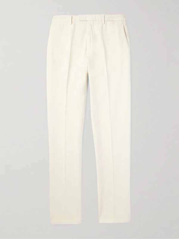 Tapered Cotton-Blend Twill Trousers Tapered Cotton-Blend Twill Trousers