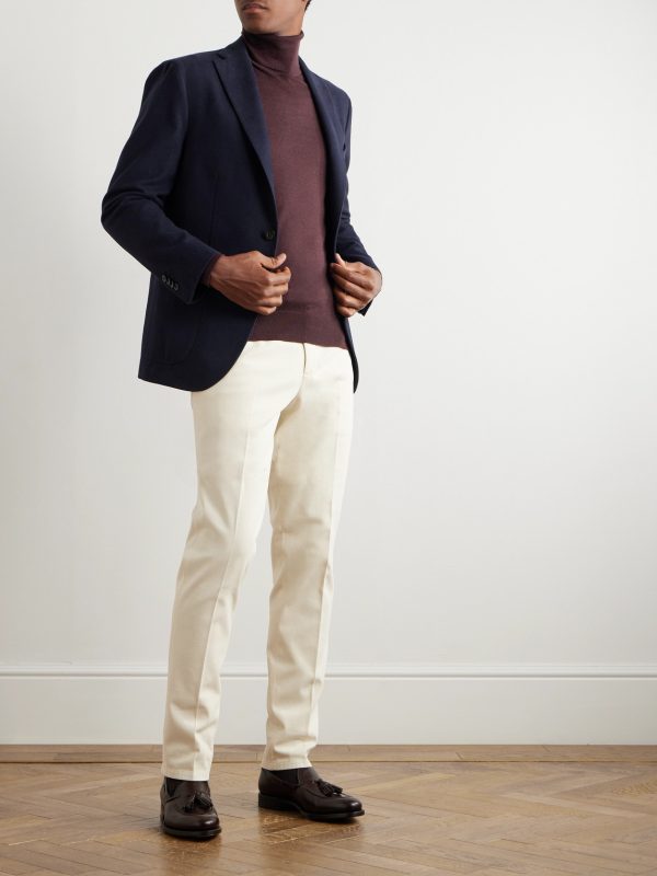 Tapered Cotton-Blend Twill Trousers - OU Tapered Cotton-Blend Twill Trousers - OU