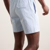 Straight-Leg Striped Seersucker Swim Shorts - BK Straight-Leg Striped Seersucker Swim Shorts - BK