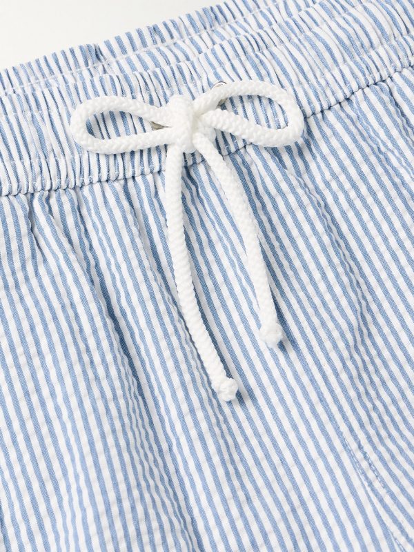 Straight-Leg Striped Seersucker Swim Shorts - CU Straight-Leg Striped Seersucker Swim Shorts - CU