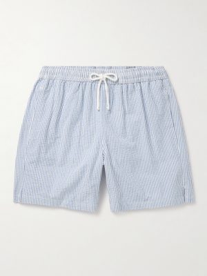 Straight-Leg Striped Seersucker Swim Shorts Straight-Leg Striped Seersucker Swim Shorts