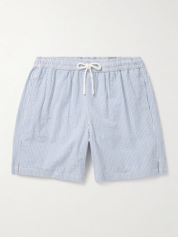 Straight-Leg Striped Seersucker Swim Shorts Straight-Leg Striped Seersucker Swim Shorts