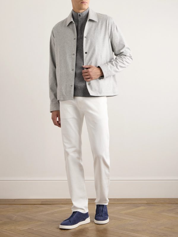 Padded Cashmere-Blend Flannel Blouson Jacket - OU Padded Cashmere-Blend Flannel Blouson Jacket - OU