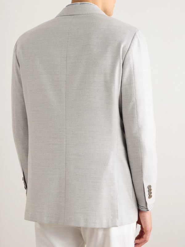 Double-Breasted Wool and Cashmere-Blend Blazer - BK