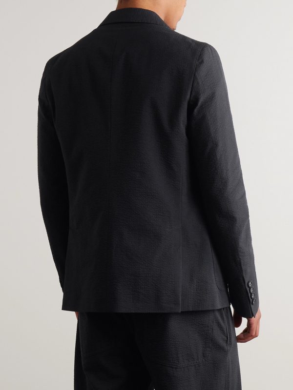 Leon Double-Breasted Cotton-Seersucker Suit Jacket - BK