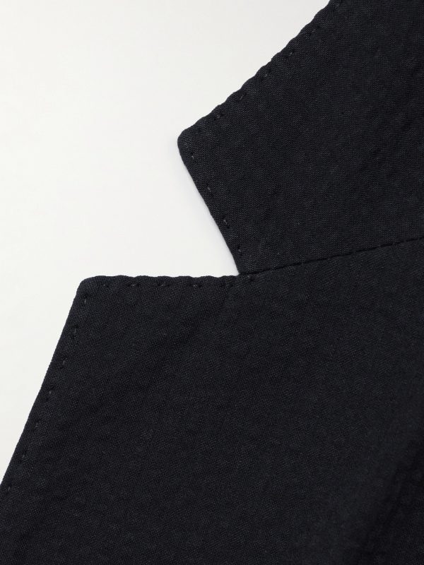Leon Double-Breasted Cotton-Seersucker Suit Jacket - E1