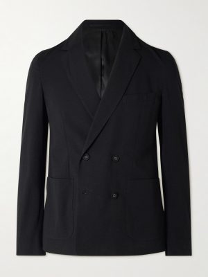 Leon Double-Breasted Cotton-Seersucker Suit Jacket