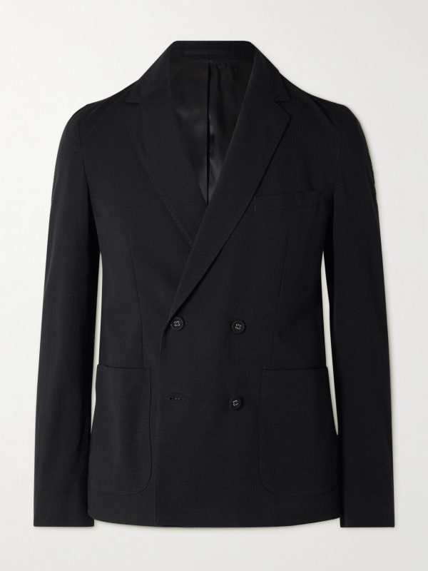 Leon Double-Breasted Cotton-Seersucker Suit Jacket