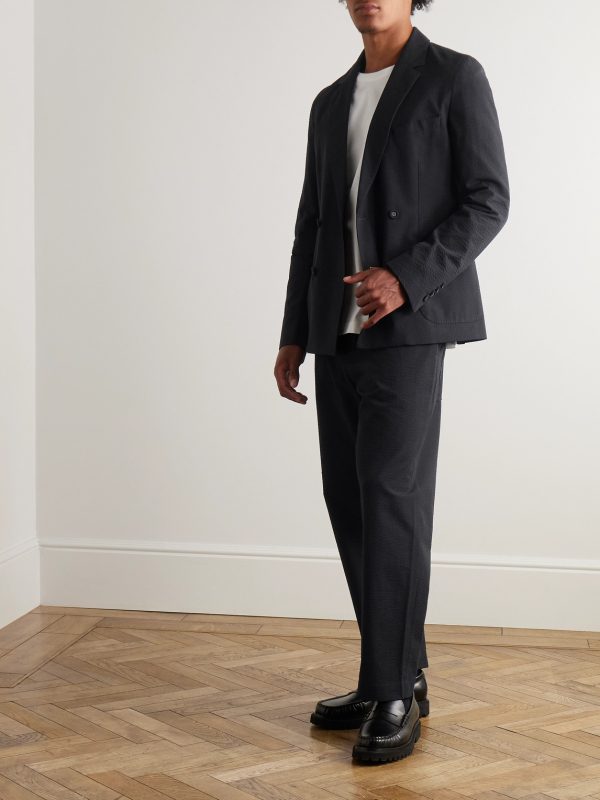 Leon Double-Breasted Cotton-Seersucker Suit Jacket - OU
