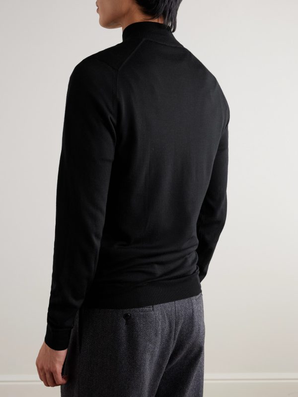 Slim-Fit Merino Wool Half-Zip Sweater - BK Slim-Fit Merino Wool Half-Zip Sweater - BK