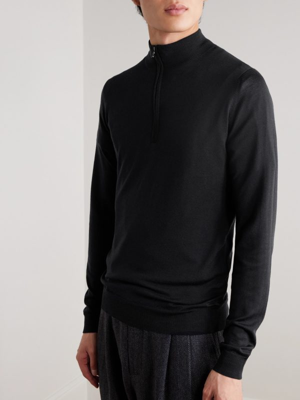 Slim-Fit Merino Wool Half-Zip Sweater - FR Slim-Fit Merino Wool Half-Zip Sweater - FR