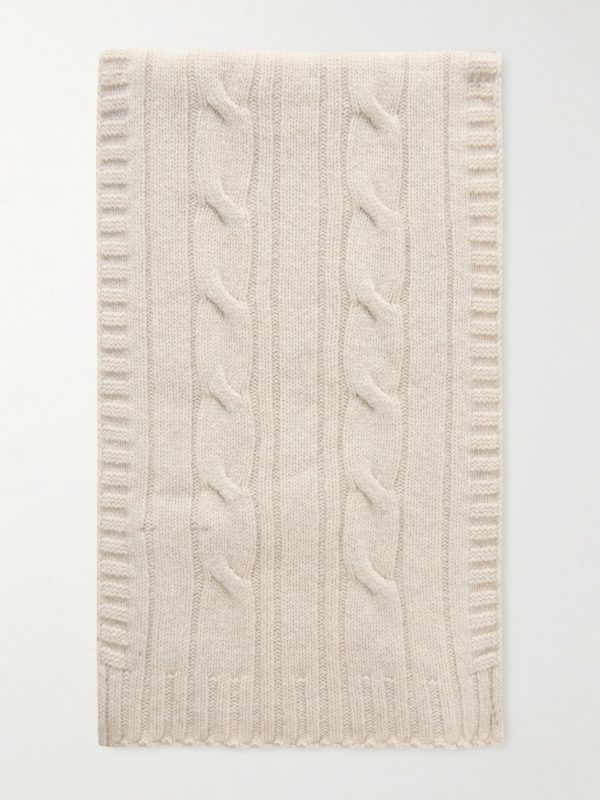 Wooton Cable-Knit Recycled-Cashmere and Merino Wool-Blend Scarf Wooton Cable-Knit Recycled-Cashmere and Merino Wool-Blend Scarf