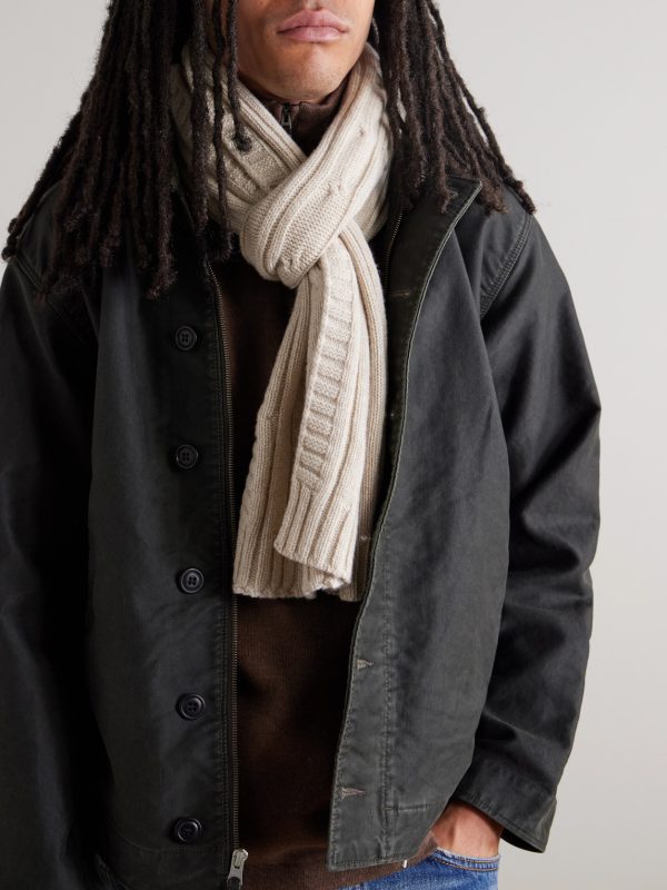 Wooton Cable-Knit Recycled-Cashmere and Merino Wool-Blend Scarf - OU Wooton Cable-Knit Recycled-Cashmere and Merino Wool-Blend Scarf - OU