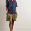 Convertible-Collar Appliquéd Embroidered Cotton Shirt - OU