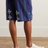 Kobe Embroidered Striped Cotton Shorts - BK