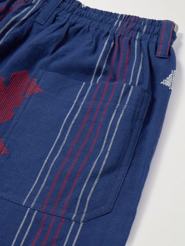 Kobe Embroidered Striped Cotton Shorts - CU