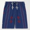 Kobe Embroidered Striped Cotton Shorts