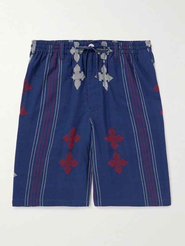 Kobe Embroidered Striped Cotton Shorts