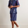 Kobe Embroidered Striped Cotton Shorts - OU