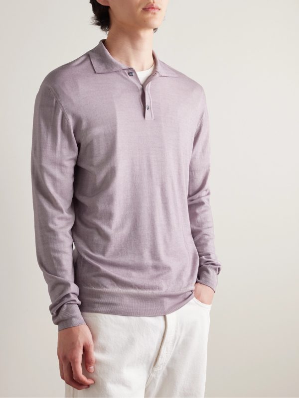 Garment-Dyed Merino Wool Polo Shirt - FR