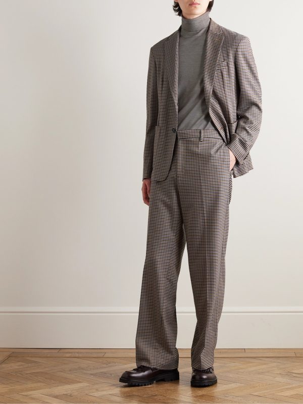 Straight-Leg Checked Twill Suit Trousers - OU Straight-Leg Checked Twill Suit Trousers - OU