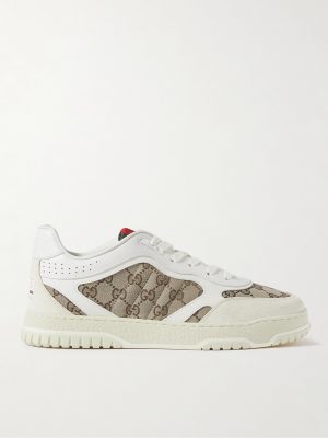 Re-Web Suede and Webbing-Trimmed Canvas and Leather Sneakers Re-Web Suede and Webbing-Trimmed Canvas and Leather Sneakers