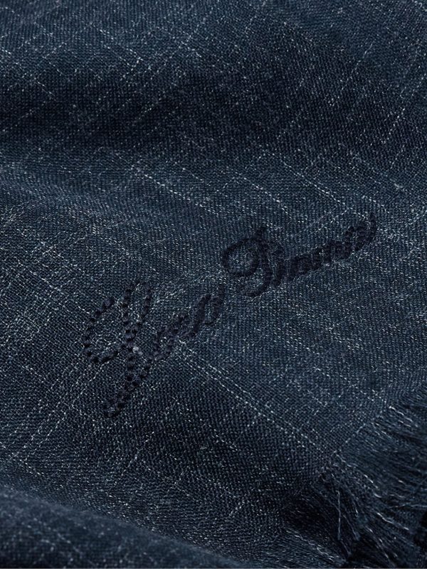 Mitoku Logo-Embroidered Slub Silk and Linen-Blend Scarf - CU