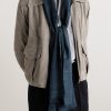 Mitoku Logo-Embroidered Slub Silk and Linen-Blend Scarf - OU