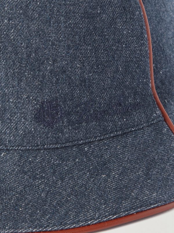 Leather-Trimmed Logo-Embroidered Denim Bucket Hat - CU