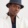 Leather-Trimmed Logo-Embroidered Denim Bucket Hat - OU