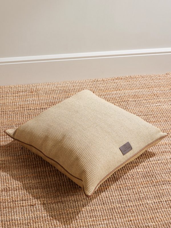 Leather-Trimmed Raffia-Effect Cotton-Blend Cushion