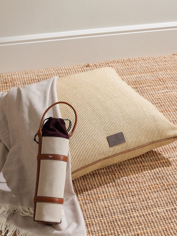 Leather-Trimmed Raffia-Effect Cotton-Blend Cushion - OU