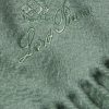 Logo-Embroidered Fringed Cashmere Scarf - CU