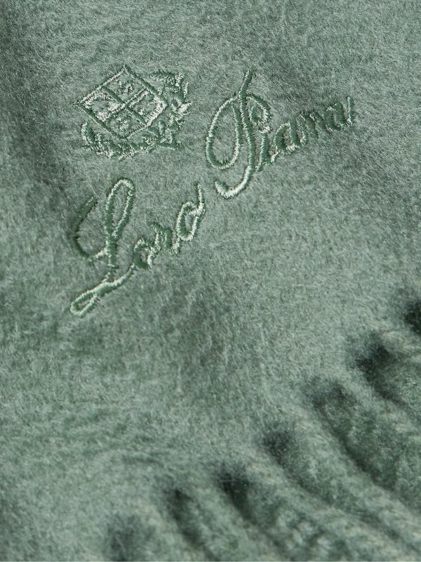 Logo-Embroidered Fringed Cashmere Scarf - CU