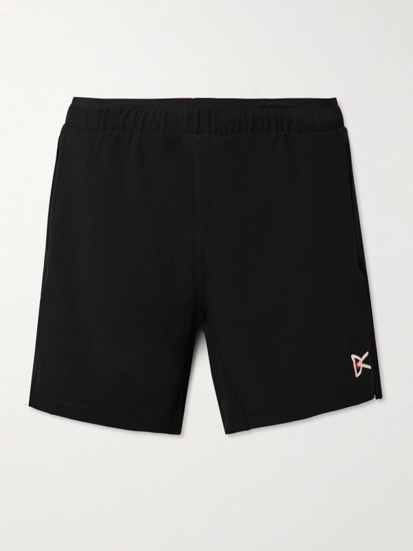 Straight-Leg Logo-Print 7" Aloe Stretch-Jersey Shorts