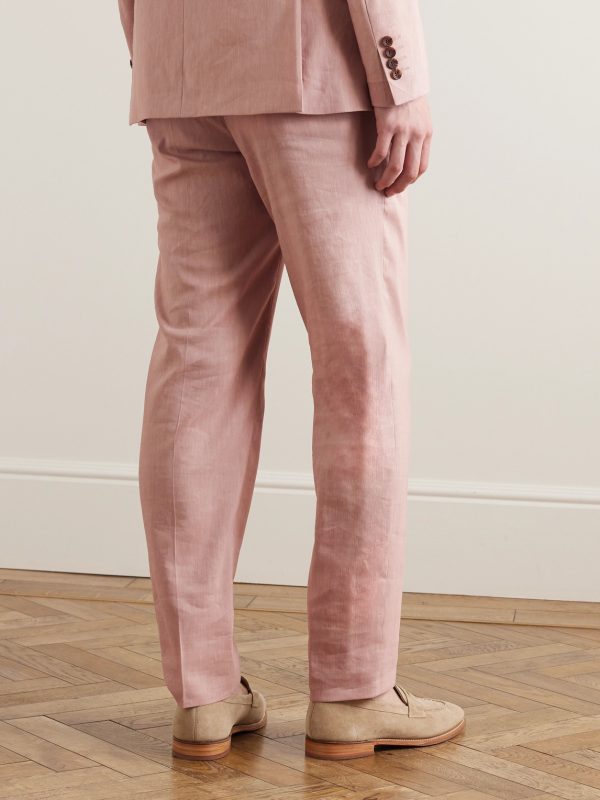 Straight-Leg Linen-Blend Suit Trousers - BK Straight-Leg Linen-Blend Suit Trousers - BK